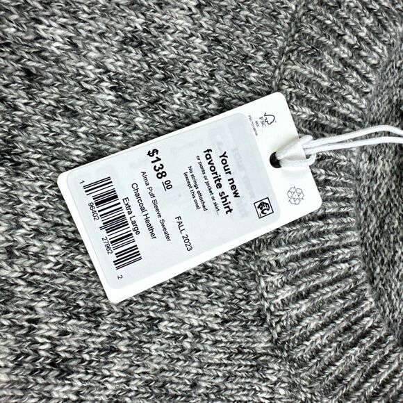 Marine Layer Sweater Womens XL Alma Puff Sleeve Charcoal Grey Pullover Comfort - Picture 4 of 11